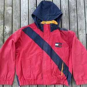 Vintage 1990’s Tommy Hilfiger Colour Block Spell out Flag Jacket Size Large